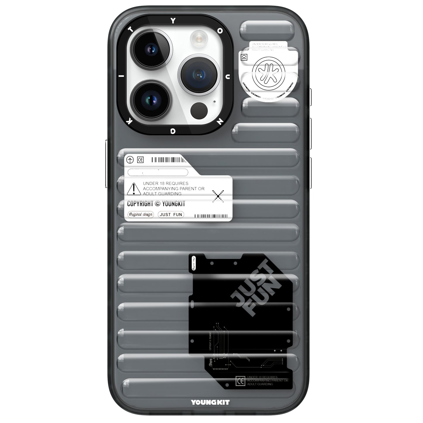 Apple iPhone 15 Pro Case Transparent Colorful Design YoungKit Fluorite Series Cover Black 