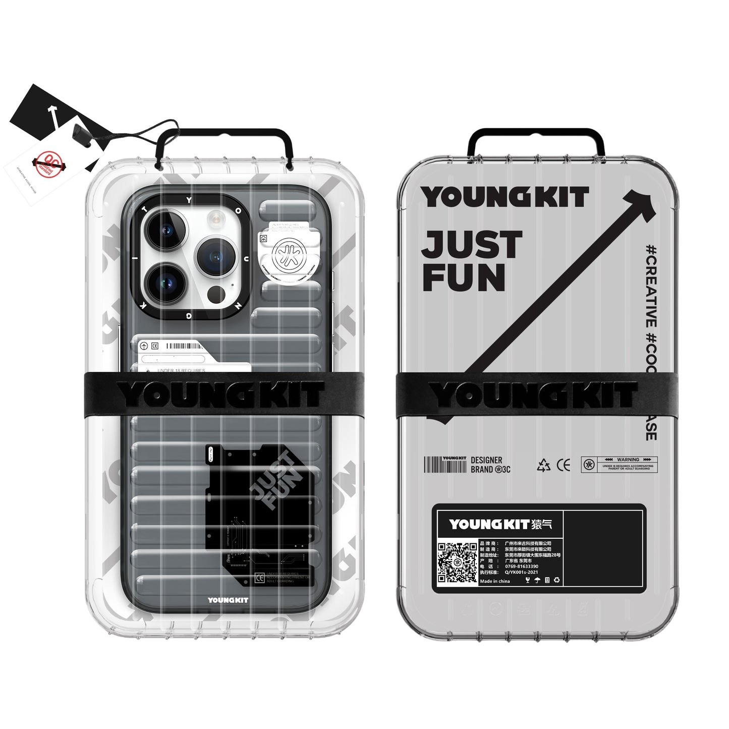 Apple iPhone 15 Pro Case Transparent Colorful Design YoungKit Fluorite Series Cover Black 
