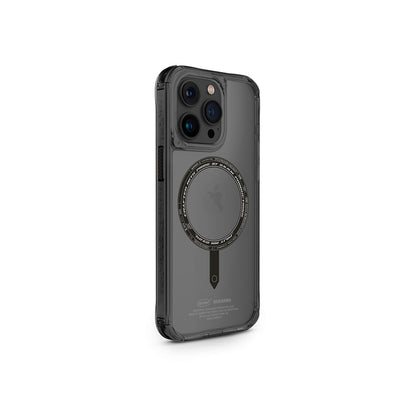 Apple iPhone 15 Pro Kılıf SkinArma Şeffaf Airbag Tasarımlı M-safe Şarj Özellikli Saido Kapak Siyah