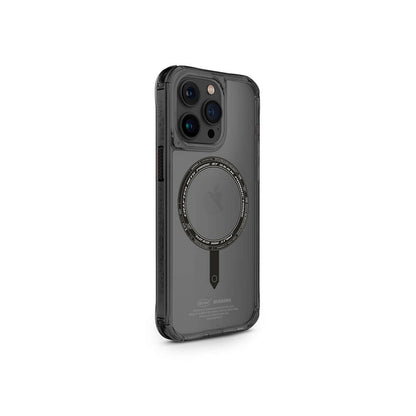 Apple iPhone 15 Pro Kılıf SkinArma Şeffaf M-safe Şarj Özellikli Kado Kartlıklı Saido Kapak Mavi