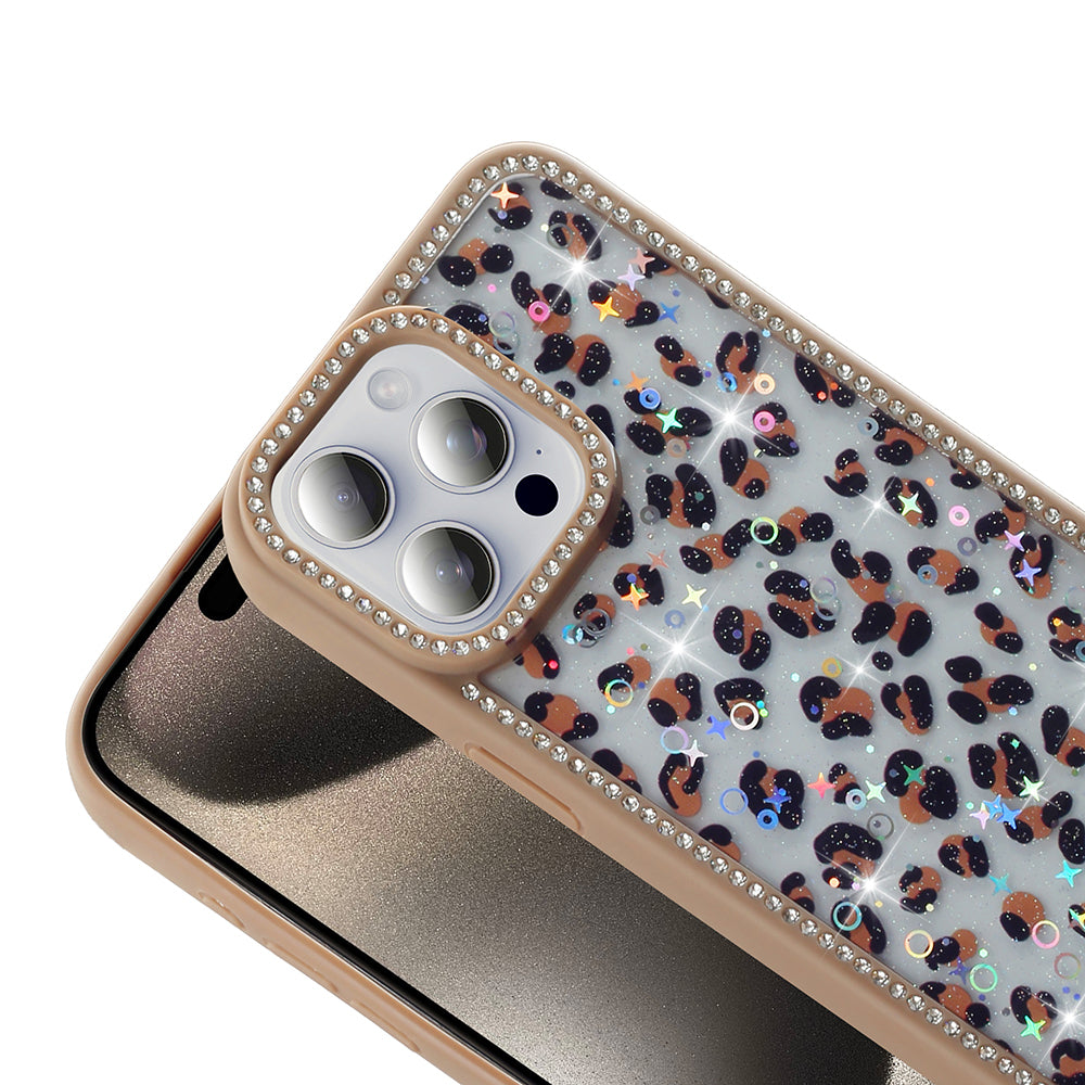 Apple iPhone 15 Pro Case Stone and Glitter Design Zore Azra Cover Black