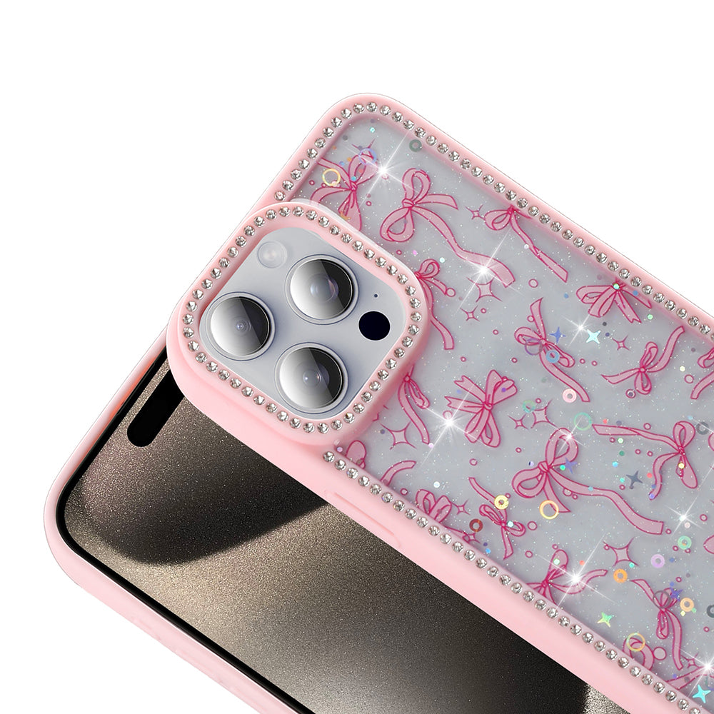 Apple iPhone 15 Pro Case Stone and Glitter Design Zore Azra Cover Black