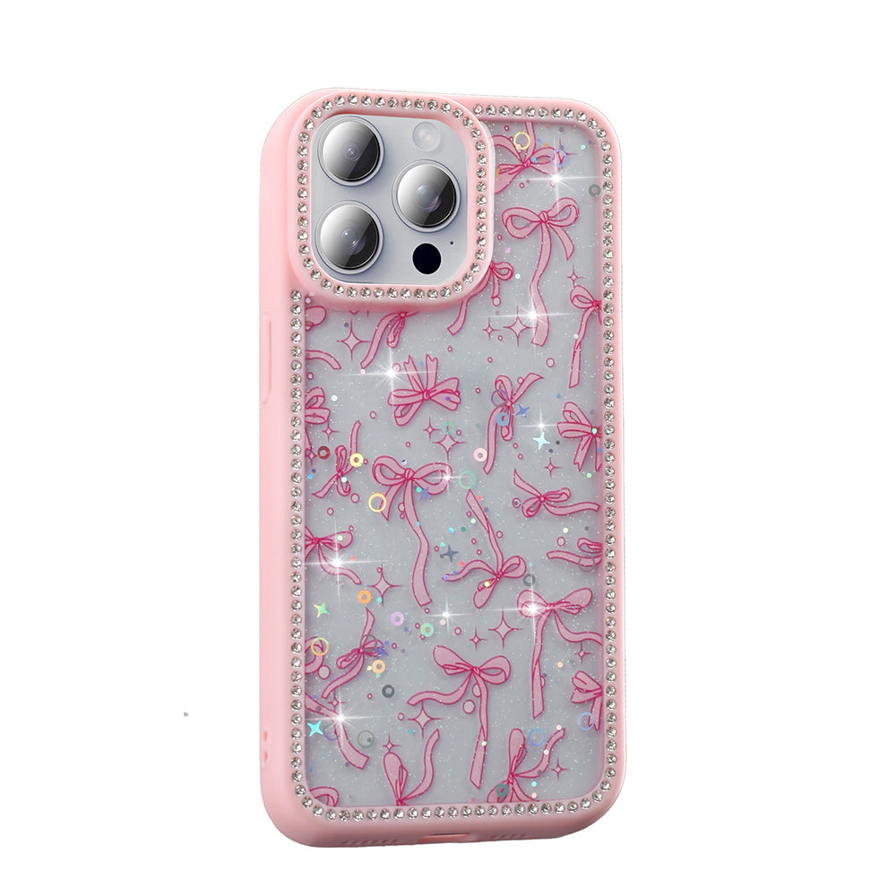 Apple iPhone 15 Pro Case Stone and Glitter Design Zore Azra Cover Black