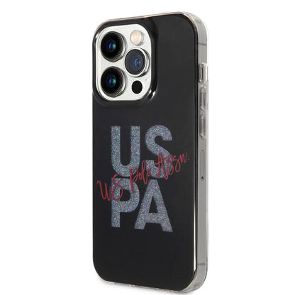 Apple iPhone 15 Pro Kılıf U.S. Polo Assn. Orjinal Lisanslı Simli Parlak Alfabe Tasarım Kapak Kırmızı