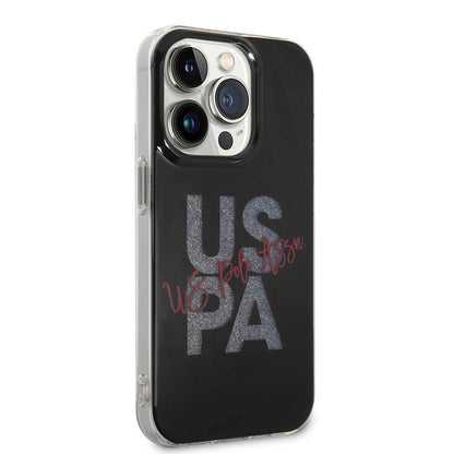 Apple iPhone 15 Pro Kılıf U.S. Polo Assn. Orjinal Lisanslı Simli Parlak Alfabe Tasarım Kapak Kırmızı