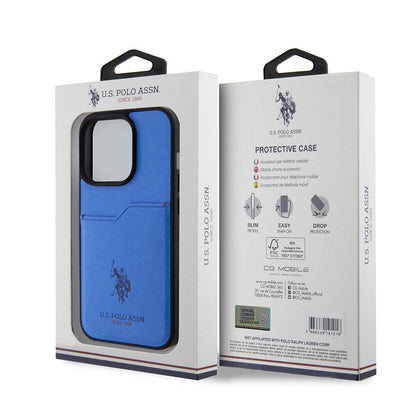 Apple iPhone 15 Pro Kılıf U.S. Polo Assn. Orjinal Lisanslı Baskı Logolu PU Kartlıklı Kapak Siyah