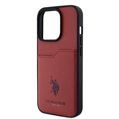 Apple iPhone 15 Pro Kılıf U.S. Polo Assn. Orjinal Lisanslı Baskı Logolu PU Kartlıklı Kapak Lacivert