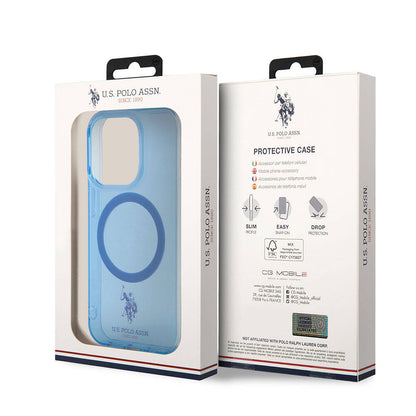 Apple iPhone 15 Pro Kılıf U.S. Polo Assn. Orjinal Lisanslı M-safe Şarj Özellikli Transparan Tasarım Kapak Pembe