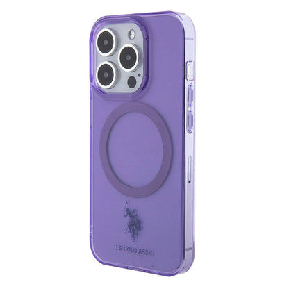 Apple iPhone 15 Pro Kılıf U.S. Polo Assn. Orjinal Lisanslı M-safe Şarj Özellikli Transparan Tasarım Kapak Mavi