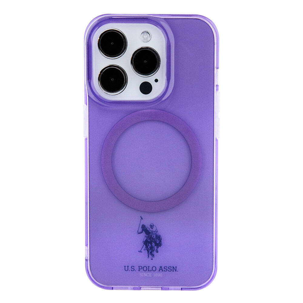 Apple iPhone 15 Pro Kılıf U.S. Polo Assn. Orjinal Lisanslı M-safe Şarj Özellikli Transparan Tasarım Kapak Pembe