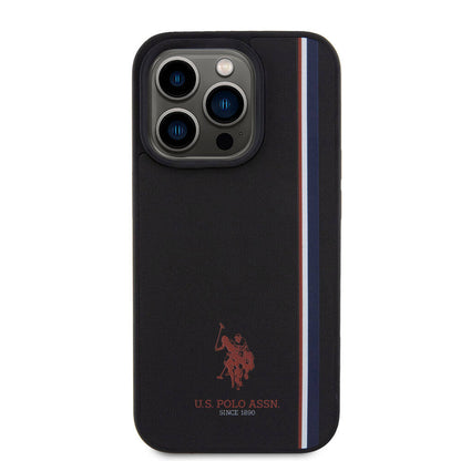 Apple iPhone 15 Pro Kılıf U.S. Polo Assn. Orjinal Lisanslı Üç Renk Şerit Tasarımlı Baskı Logolu Kapak Beyaz