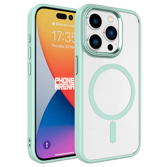 Apple iPhone 15 Pro Kılıf Wireless Şarj Özellikli Zore Krom M-safe Silikon Kapak