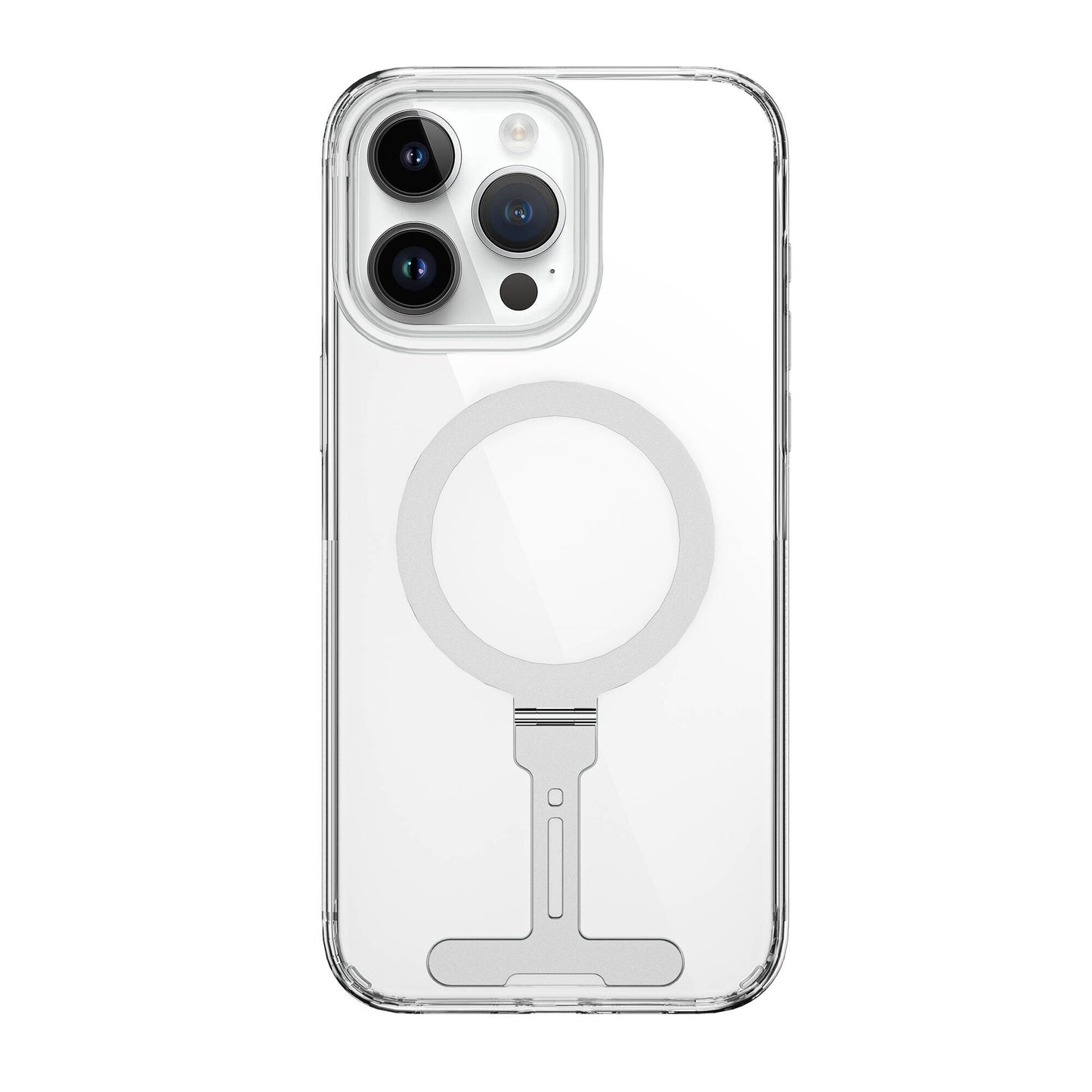 Apple iPhone 15 Pro Case Wiwu FYY-014 M-safe Charging Feature Aluminum Alloy Metal Stand Transparent Cover Colorless 