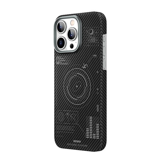 Apple iPhone 15 Pro Case Wiwu KJZ-017 Carbon Fiber 600D Explore Kevlar Cover Black 