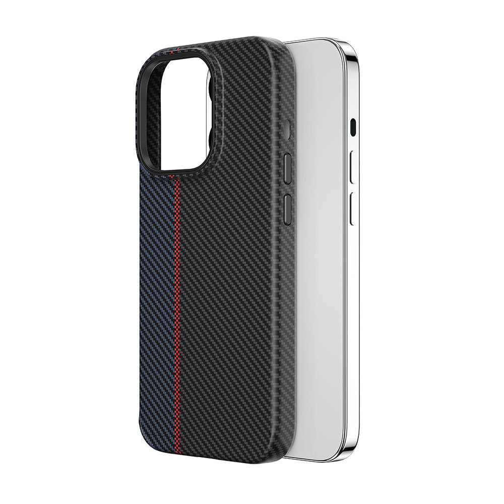 Apple iPhone 15 Pro Case Wiwu LCC-107 Carbon Fiber M-safe Charging Feature Camera Protection Cabon Cover Black 