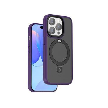 Apple iPhone 15 Pro Max Case Wiwu ZMM-010 M-safe Charging Feature Matte Back Surface Stand Cover Purple 