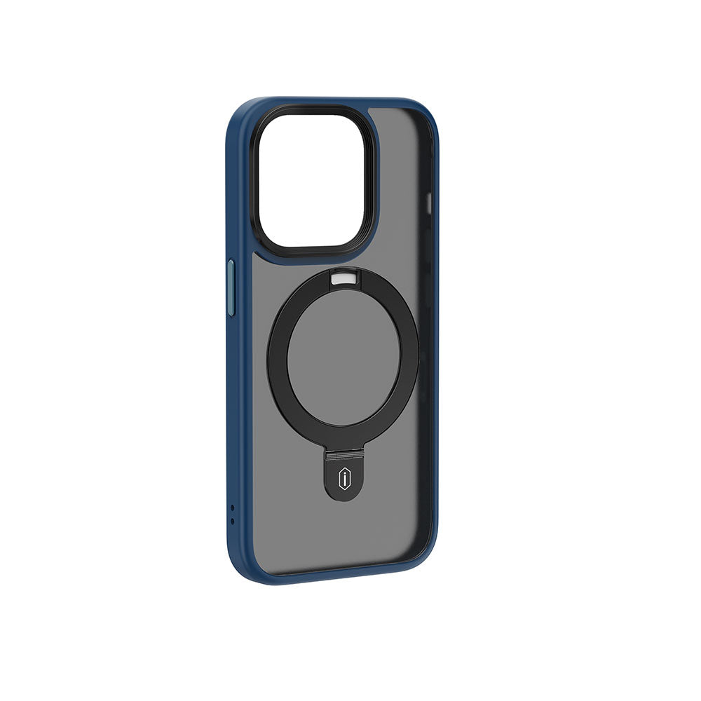 Apple iPhone 15 Pro Case Wiwu ZMM-010 Matte Back Surface Stand Cover with M-safe Charging Feature Blue 