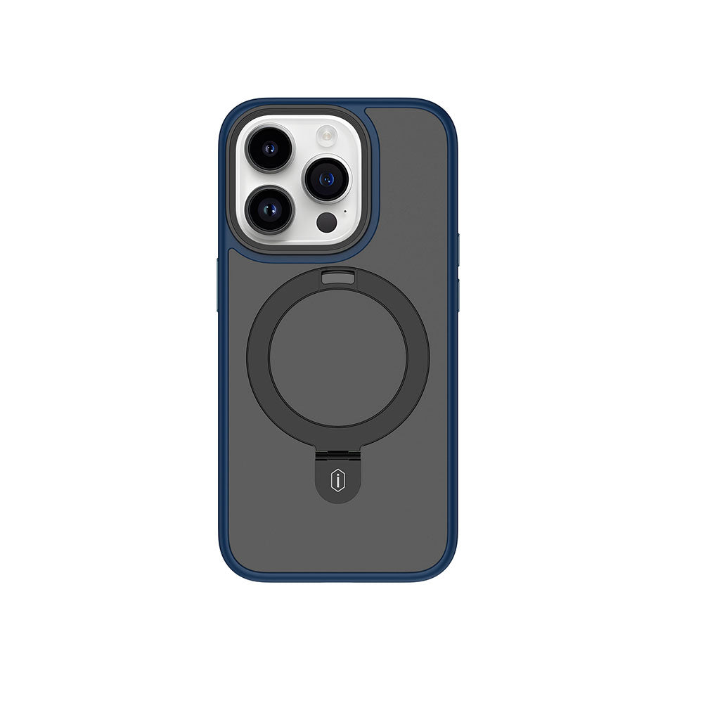 Apple iPhone 15 Pro Case Wiwu ZMM-010 Matte Back Surface Stand Cover with M-safe Charging Feature Blue 