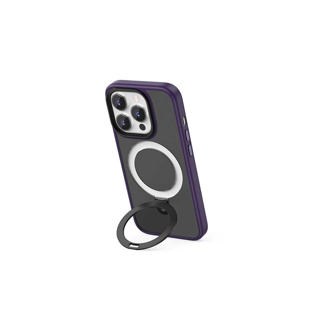 Apple iPhone 15 Pro Case Wiwu ZMM-010 M-safe Charging Feature Matte Back Surface Stand Cover Purple 
