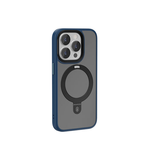 Apple iPhone 15 Pro Case Wiwu ZMM-010 Matte Back Surface Stand Cover with M-safe Charging Feature Blue 