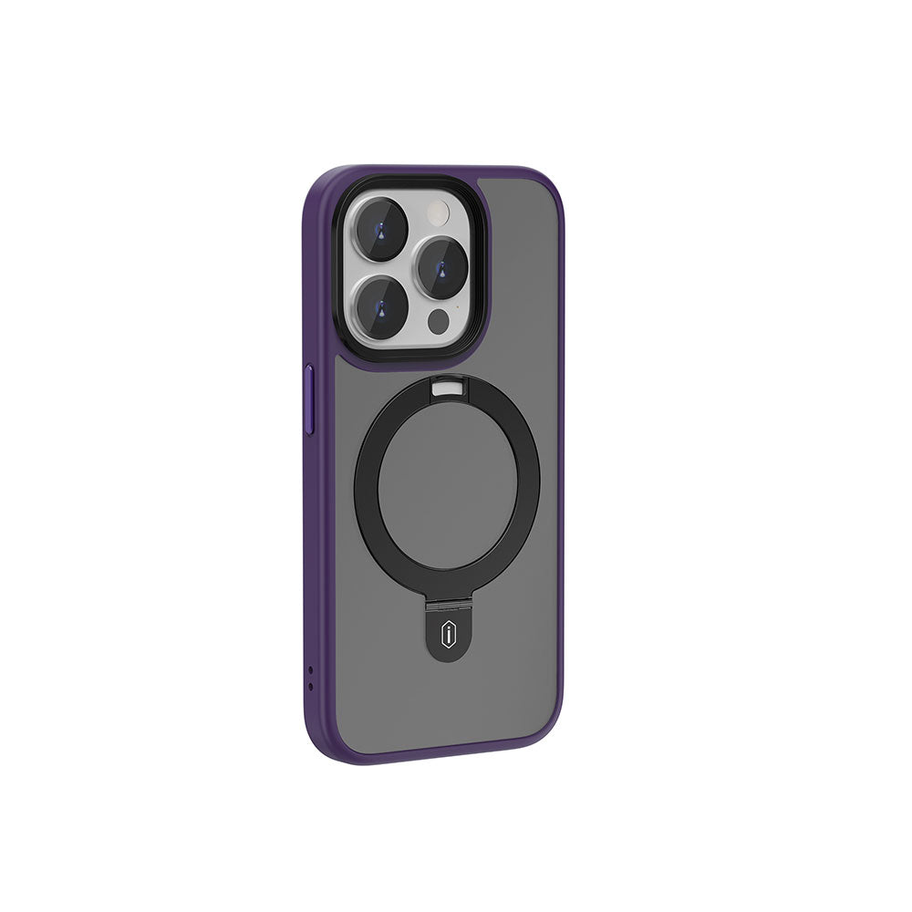Apple iPhone 15 Pro Case Wiwu ZMM-010 M-safe Charging Feature Matte Back Surface Stand Cover Purple 