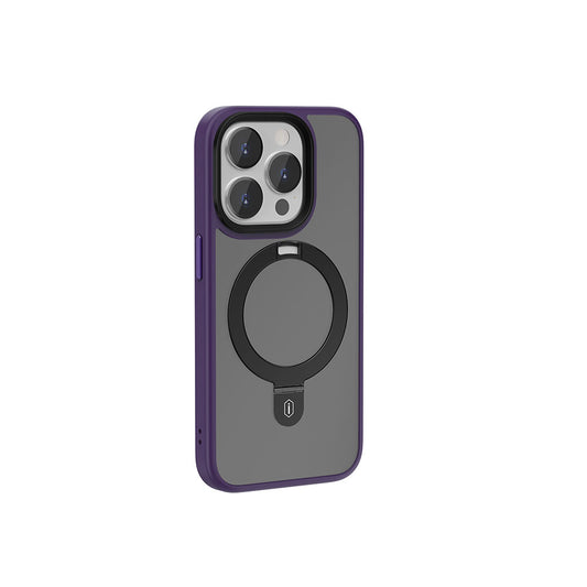 Apple iPhone 15 Pro Case Wiwu ZMM-010 M-safe Charging Feature Matte Back Surface Stand Cover Purple 