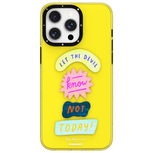 Apple iPhone 15 Pro Case Text Patterned Youngkit Mindfulness Series Cover Yellow 
