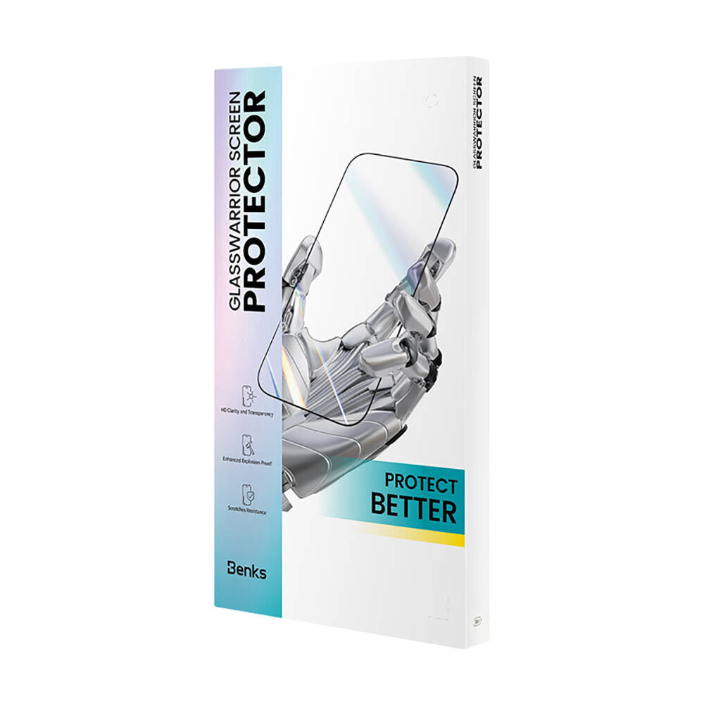 Apple iPhone 15 Pro Max Benks Glass Warrior HD Glass Screen Protector + Easy Application Tool Black 