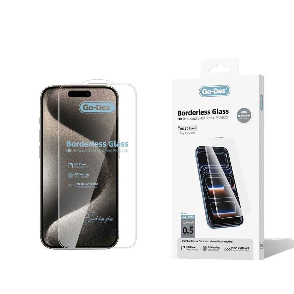 Apple iPhone 15 Pro Max Go Des Borderless Temperli Cam Ekran Koruyucu