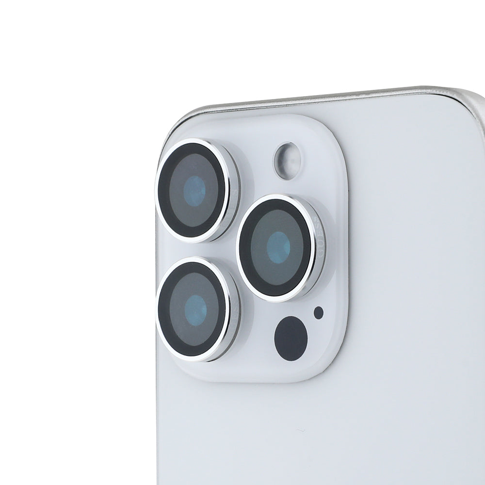 Apple iPhone 15 Pro Max Guess Original Licensed Metal Camera Lens Protector Silver 