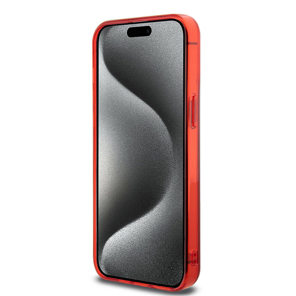 Apple iPhone 15 Pro Max Kılıf AMG Orjinal Lisanslı M-safe Şarj Özellikli Transparan Kapak Kırmızı