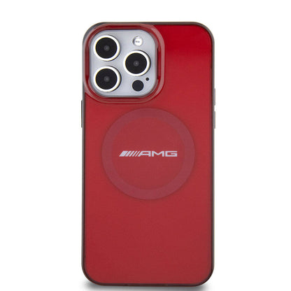 Apple iPhone 15 Pro Max Kılıf AMG Orjinal Lisanslı M-safe Şarj Özellikli Transparan Timeless Kapak Kırmızı