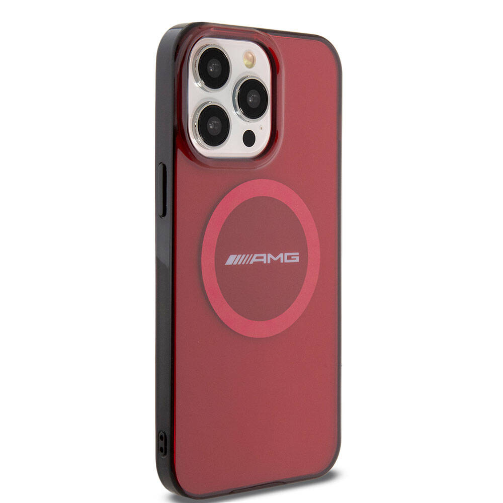 Apple iPhone 15 Pro Max Kılıf AMG Orjinal Lisanslı M-safe Şarj Özellikli Transparan Timeless Kapak Kırmızı