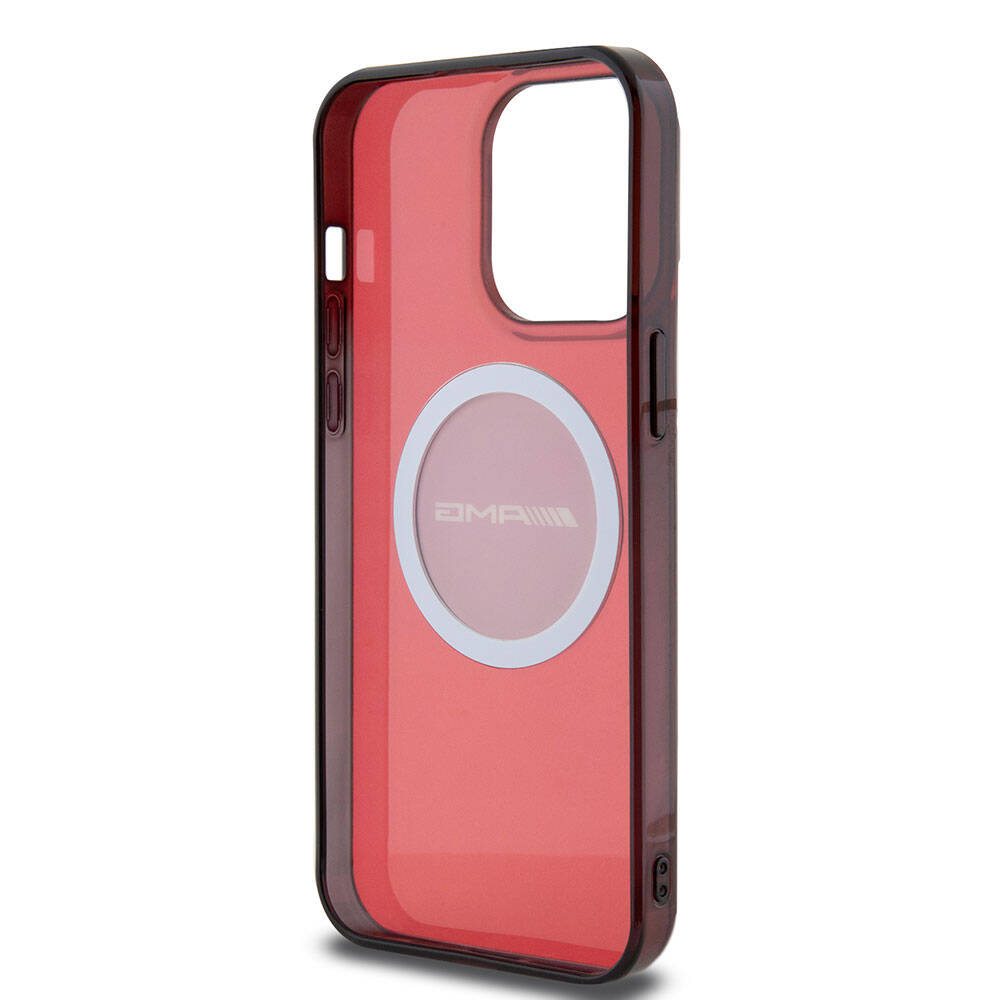 Apple iPhone 15 Pro Max Kılıf AMG Orjinal Lisanslı M-safe Şarj Özellikli Transparan Timeless Kapak Kırmızı