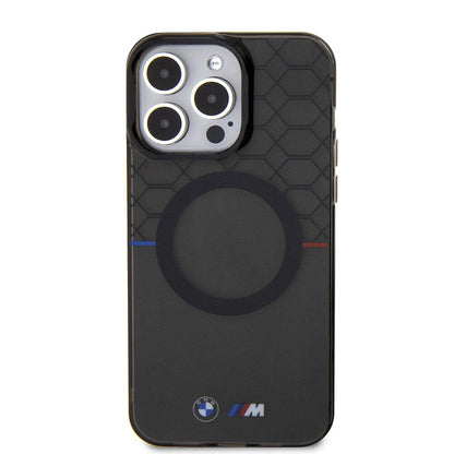Apple iPhone 15 Pro Max Kılıf BMW M-safe Şarj Özellikli Transparan M Dizayn Orjinal Lisanslı Kapak Gri