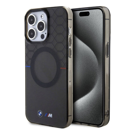 Apple iPhone 15 Pro Max Kılıf BMW M-safe Şarj Özellikli Transparan M Dizayn Orjinal Lisanslı Kapak Gri