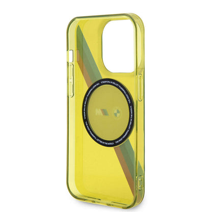 Apple iPhone 15 Pro Max Kılıf BMW M-safe Şarj Özellikli Transparan Tricolor Stripes Orjinal Lisanslı Kapak Yeşil