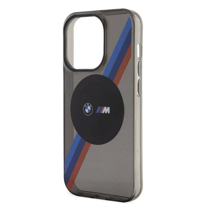 Apple iPhone 15 Pro Max Kılıf BMW M-safe Şarj Özellikli Transparan Tricolor Stripes Orjinal Lisanslı Kapak Yeşil