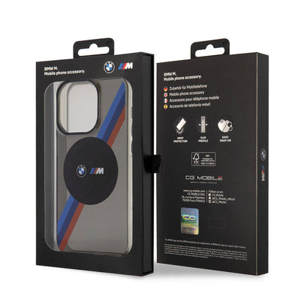 Apple iPhone 15 Pro Max Kılıf BMW M-safe Şarj Özellikli Transparan Tricolor Stripes Orjinal Lisanslı Kapak Yeşil