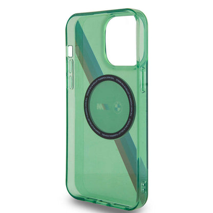 Apple iPhone 15 Pro Max Kılıf BMW M-safe Şarj Özellikli Transparan Tricolor Stripes Orjinal Lisanslı Kapak Gri