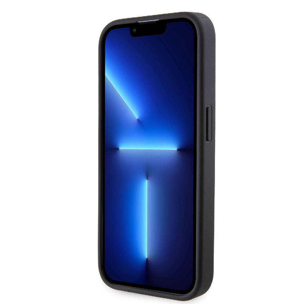 Apple iPhone 15 Pro Max Kılıf BMW Orjinal Lisanslı M Şerit ve Logolu Standlı Kapak Siyah