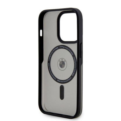 Apple iPhone 15 Pro Max Kılıf BMW Orjinal Lisanslı M-safe Şarj Özellikli IML Baskı Logolu Buzlu Mat Kapak Mavi