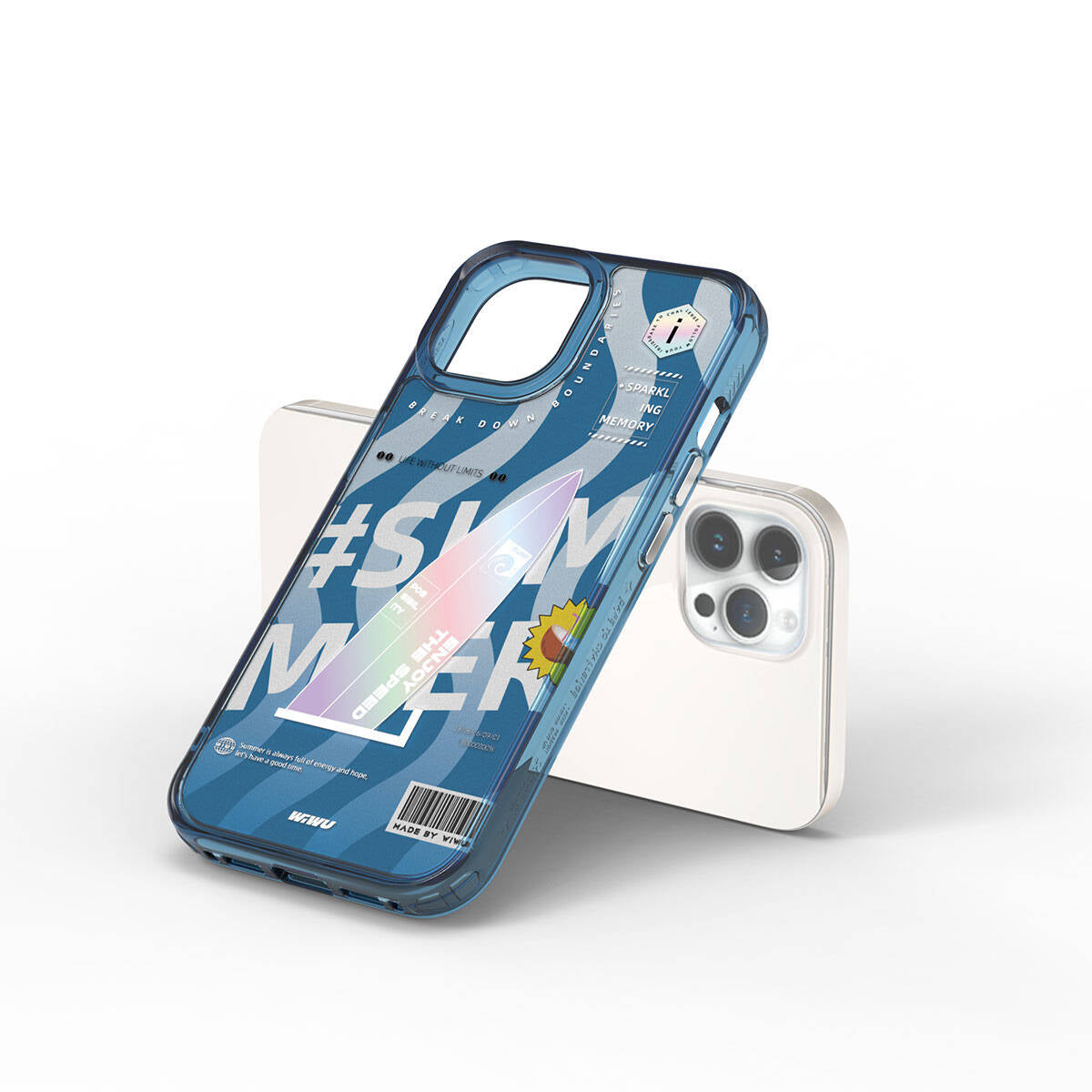 Apple iPhone 15 Pro Max Case Dual Layer Patterned Wiwu Summer Series Cover Blue 