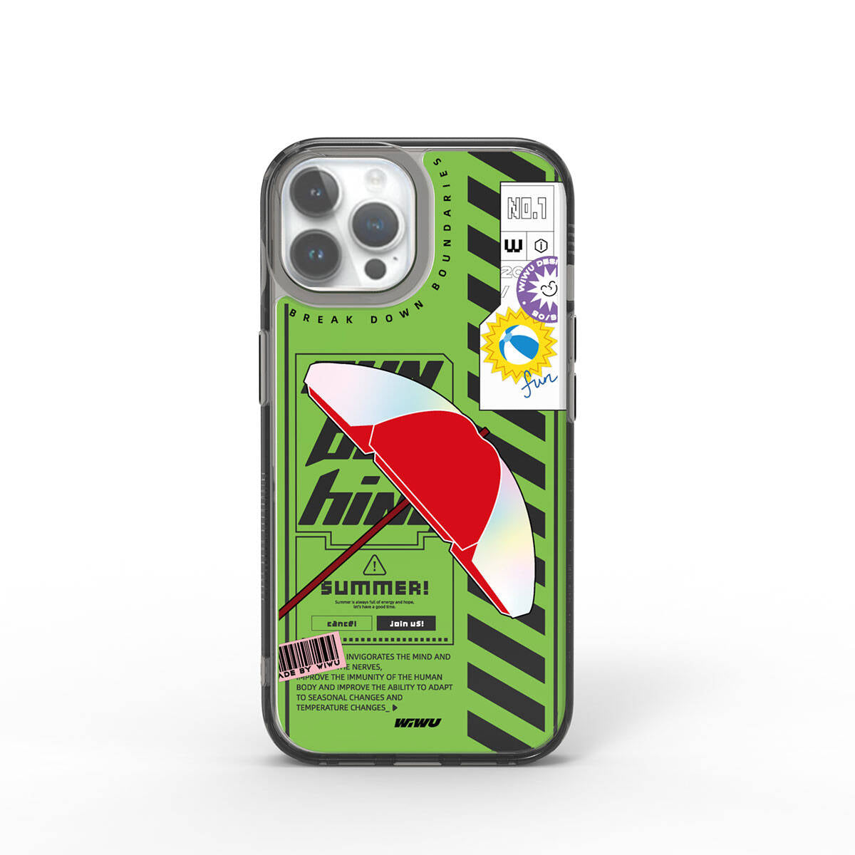 Apple iPhone 15 Pro Max Case Double Layer Patterned Wiwu Summer Series Cover Green 