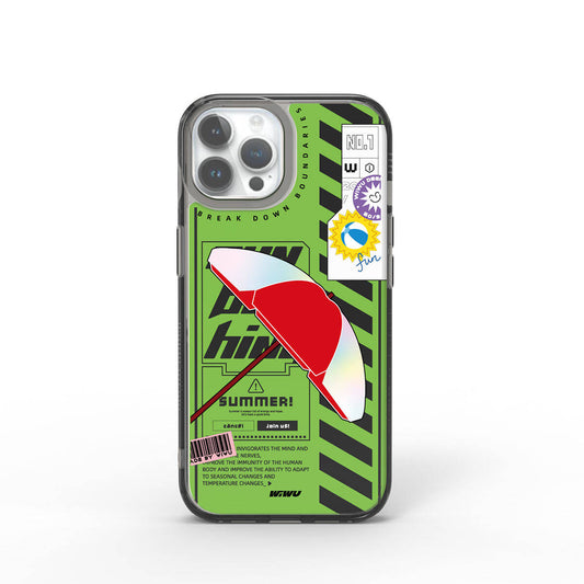 Apple iPhone 15 Pro Max Case Double Layer Patterned Wiwu Summer Series Cover Green 