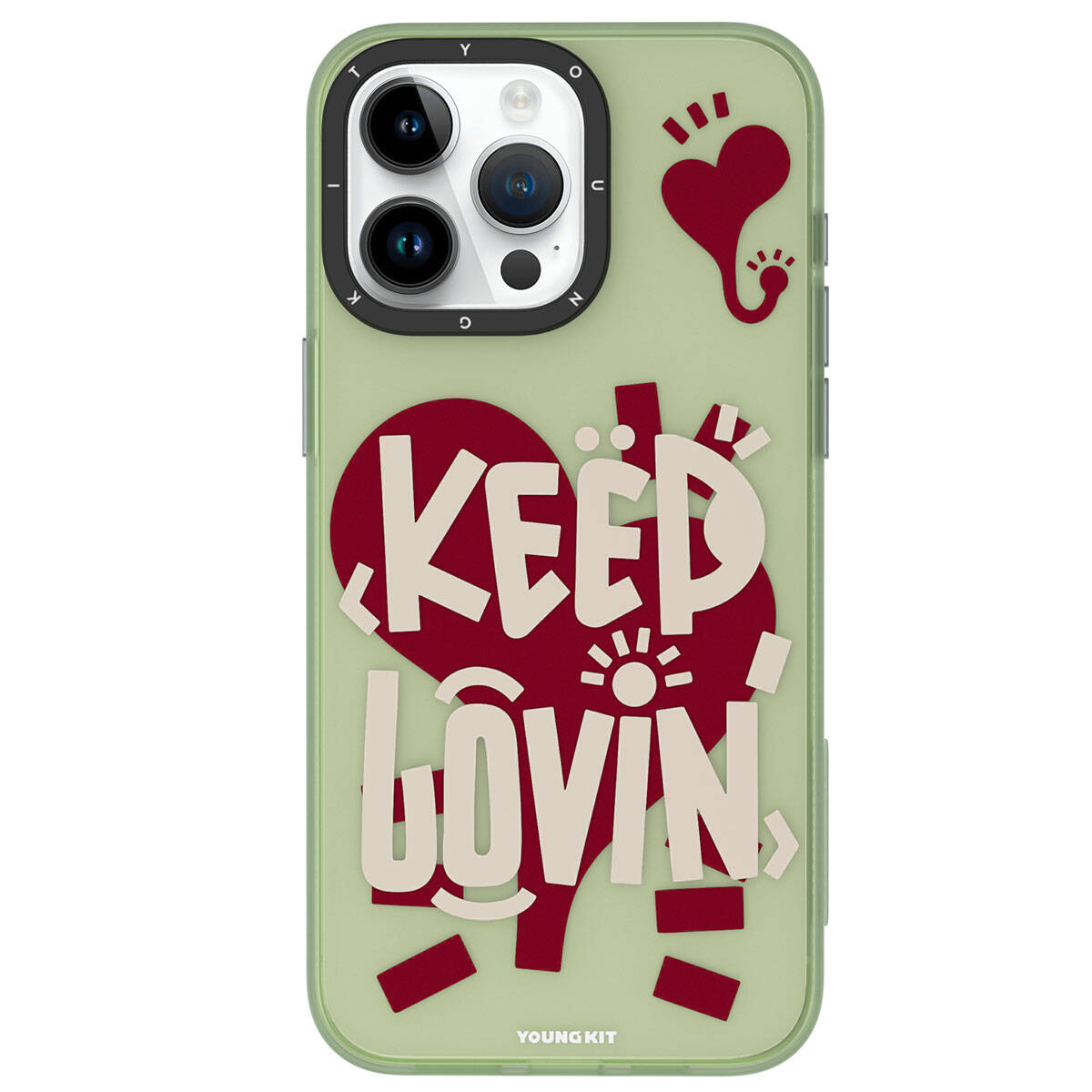 Apple iPhone 15 Pro Max Case Patterned Youngkit Happy Hearth Series Cover Aqua Green 