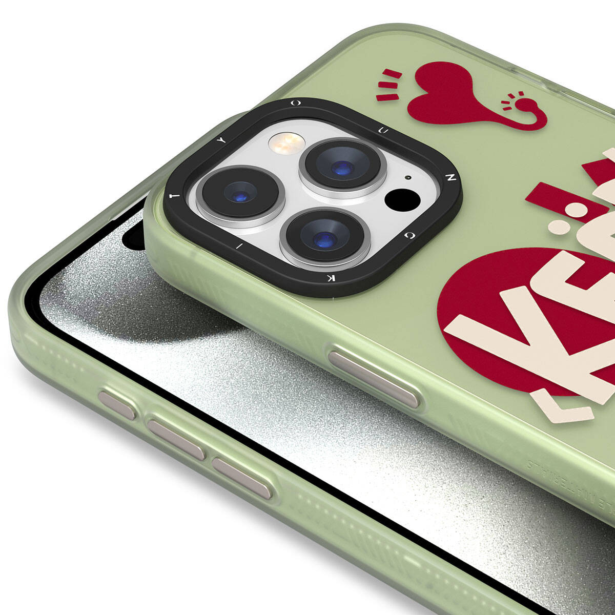 Apple iPhone 15 Pro Max Case Patterned Youngkit Happy Hearth Series Cover Aqua Green 