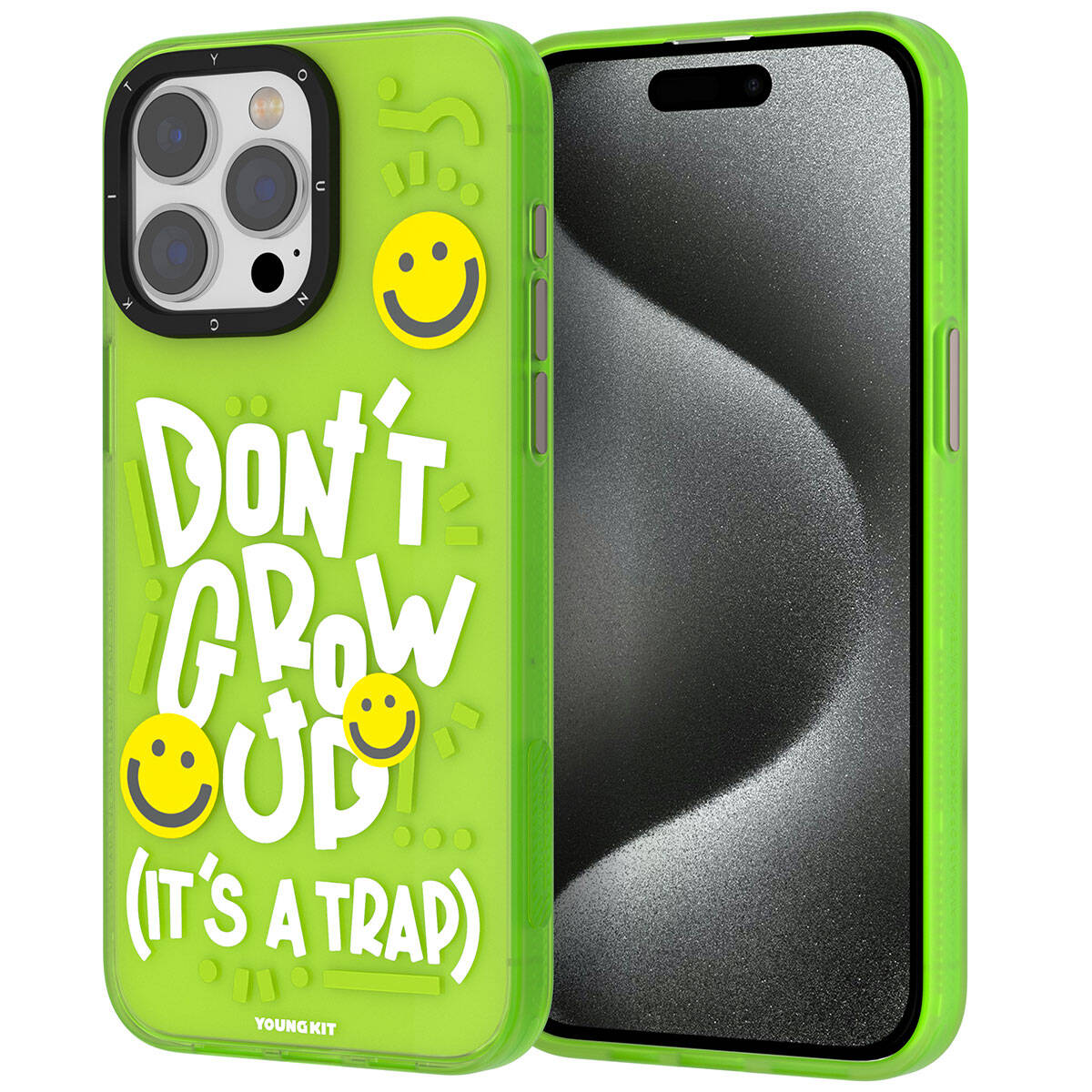 Apple iPhone 15 Pro Max Case Patterned Youngkit Happy Hearth Series Cover Green 
