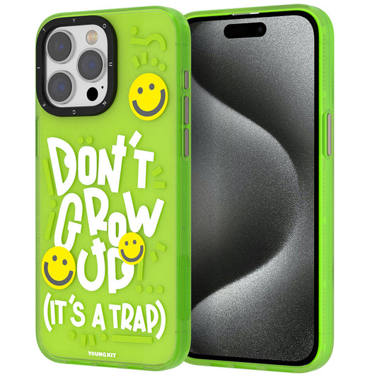 Apple iPhone 15 Pro Max Case Patterned Youngkit Happy Hearth Series Cover Green 