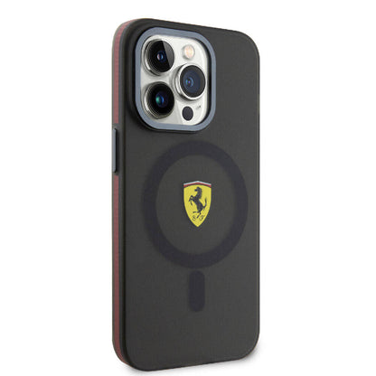 Apple iPhone 15 Pro Max Kılıf Ferrari Orjinal Lisanslı M-safe Şarj Özellikli Kontrast Bumper Kapak Kırmızı